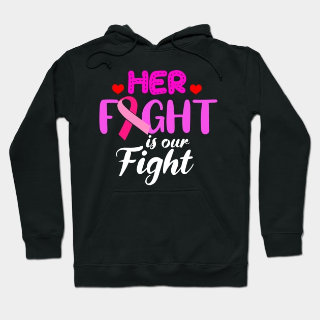 Her Fight Is Our Fight Breast Cancer Awareness Gift Support Design Hoodie by Linco